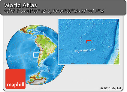 Physical Location Map of the Area around 31° 49' 7" S, 78° 7' 30" W