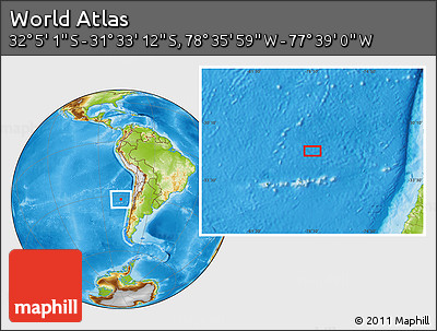 Physical Location Map of the Area around 31° 49' 7" S, 78° 7' 30" W