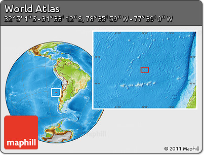 Physical Location Map of the Area around 31° 49' 7" S, 78° 7' 30" W