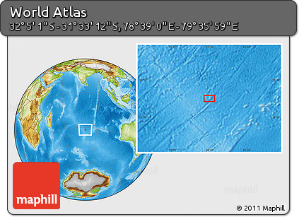 Physical Location Map of the Area around 31° 49' 7" S, 79° 7' 30" E