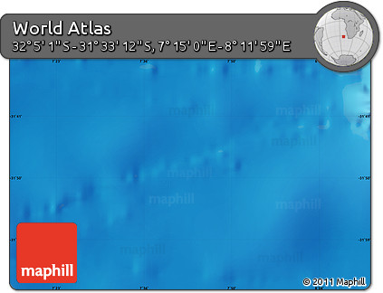 Physical Map of the Area around 31° 49' 7" S, 7° 43' 29" E
