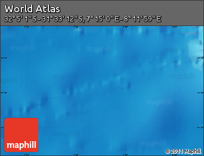 Physical Map of the Area around 31° 49' 7" S, 7° 43' 29" E