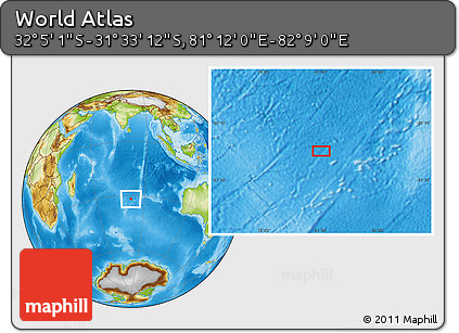 Physical Location Map of the Area around 31° 49' 7" S, 81° 40' 30" E