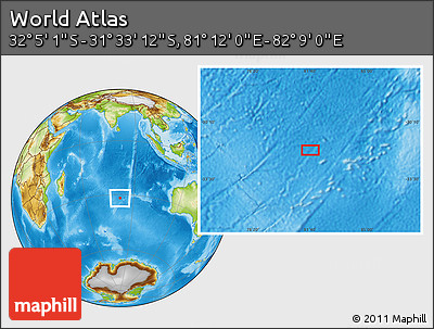 Physical Location Map of the Area around 31° 49' 7" S, 81° 40' 30" E