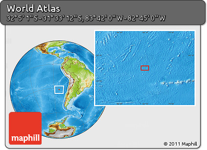 Physical Location Map of the Area around 31° 49' 7" S, 83° 13' 29" W