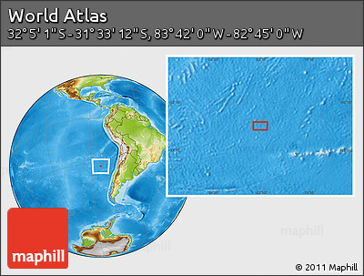 Physical Location Map of the Area around 31° 49' 7" S, 83° 13' 29" W