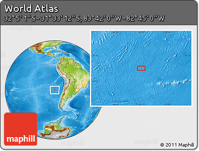 Physical Location Map of the Area around 31° 49' 7" S, 83° 13' 29" W