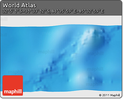 Physical 3D Map of the Area around 31° 49' 7" S, 85° 4' 29" E