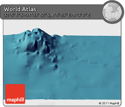 Satellite 3D Map of the Area around 31° 49' 7" S, 8° 34' 29" E
