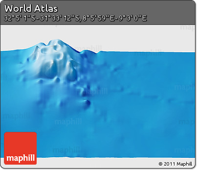 Shaded Relief 3D Map of the Area around 31° 49' 7" S, 8° 34' 29" E