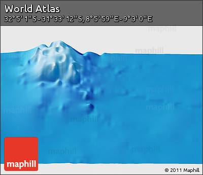 Shaded Relief 3D Map of the Area around 31° 49' 7" S, 8° 34' 29" E