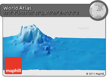 Physical Panoramic Map of the Area around 31° 49' 7" S, 8° 34' 29" E