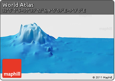 Physical Panoramic Map of the Area around 31° 49' 7" S, 8° 34' 29" E