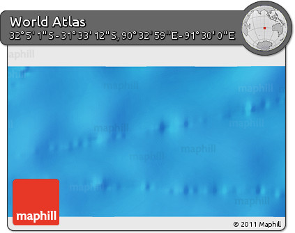 Shaded Relief 3D Map of the Area around 31° 49' 7" S, 91° 1' 30" E