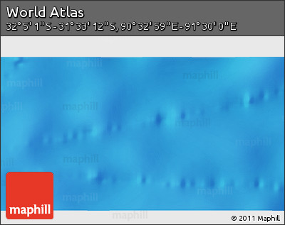 Shaded Relief 3D Map of the Area around 31° 49' 7" S, 91° 1' 30" E