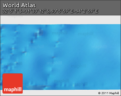 Physical 3D Map of the Area around 31° 49' 7" S, 93° 34' 29" E