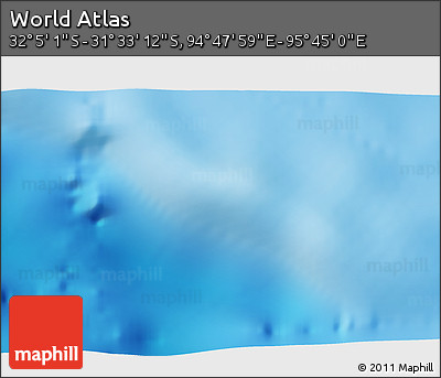 Physical 3D Map of the Area around 31° 49' 7" S, 95° 16' 30" E