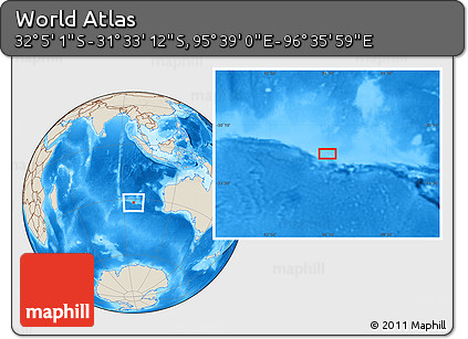 Shaded Relief Location Map of the Area around 31° 49' 7" S, 96° 7' 30" E