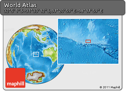 Physical Location Map of the Area around 31° 49' 7" S, 97° 49' 29" E