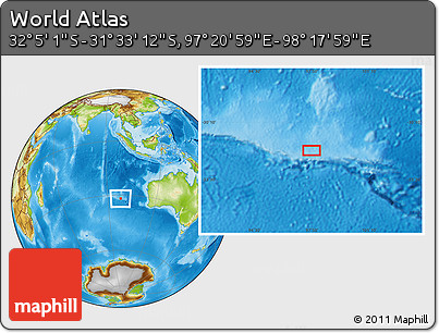 Physical Location Map of the Area around 31° 49' 7" S, 97° 49' 29" E