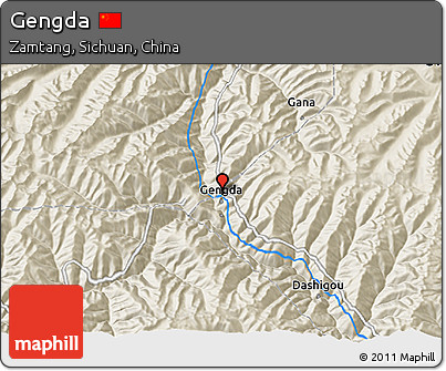 Shaded Relief 3D Map of Gengda