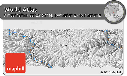 Physical Panoramic Map of the Area around 32° 8' 5" N, 101° 13' 29" E