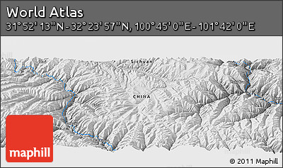 Physical Panoramic Map of the Area around 32° 8' 5" N, 101° 13' 29" E