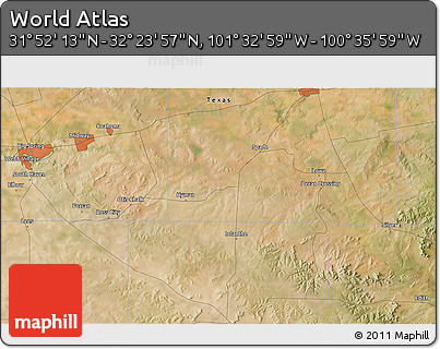 Satellite 3D Map of the Area around 32° 8' 5" N, 101° 4' 29" W