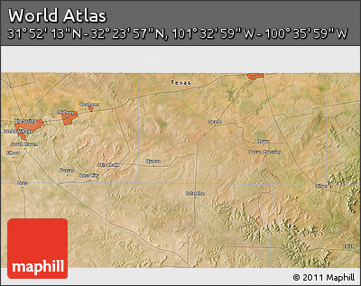 Satellite 3D Map of the Area around 32° 8' 5" N, 101° 4' 29" W