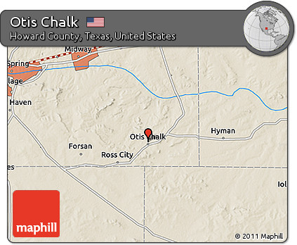 Shaded Relief 3D Map of Otis Chalk
