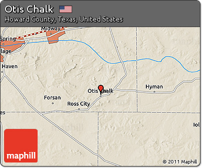 Shaded Relief 3D Map of Otis Chalk