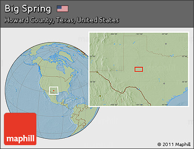 Savanna Style Location Map of Big Spring, hill shading