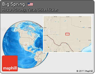 Shaded Relief Location Map of Big Spring