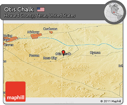 Physical Panoramic Map of Otis Chalk