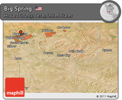 Satellite Panoramic Map of Big Spring
