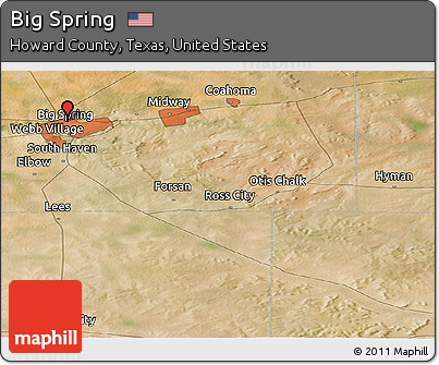 Satellite Panoramic Map of Big Spring