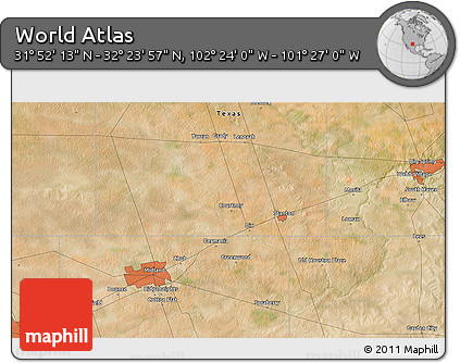 Satellite 3D Map of the Area around 32° 8' 5" N, 101° 55' 30" W