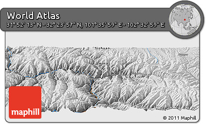 Physical Panoramic Map of the Area around 32° 8' 5" N, 102° 4' 29" E