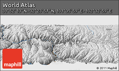Physical Panoramic Map of the Area around 32° 8' 5" N, 102° 4' 29" E