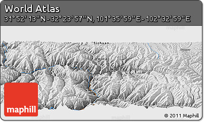 Physical Panoramic Map of the Area around 32° 8' 5" N, 102° 4' 29" E