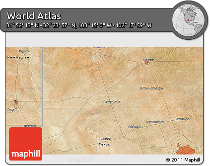 Satellite 3D Map of the Area around 32° 8' 5" N, 102° 46' 30" W