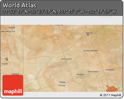 Satellite 3D Map of the Area around 32° 8' 5" N, 102° 46' 30" W
