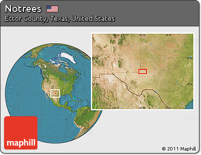 Satellite Location Map of Notrees