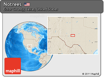 Shaded Relief Location Map of Notrees