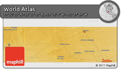 Physical Panoramic Map of the Area around 32° 8' 5" N, 102° 46' 30" W