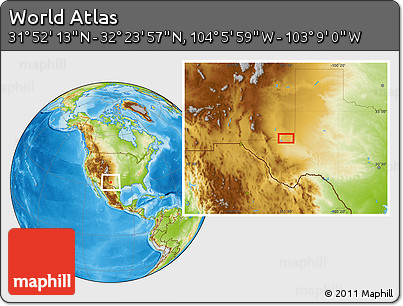 Physical Location Map of the Area around 32° 8' 5" N, 103° 37' 30" W