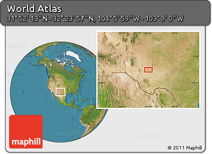 Satellite Location Map of the Area around 32° 8' 5" N, 103° 37' 30" W