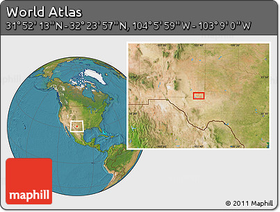 Satellite Location Map of the Area around 32° 8' 5" N, 103° 37' 30" W