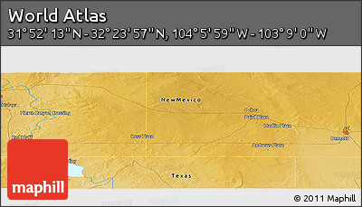 Physical Panoramic Map of the Area around 32° 8' 5" N, 103° 37' 30" W