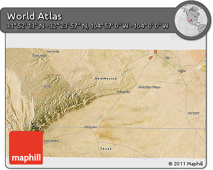 Satellite 3D Map of the Area around 32° 8' 5" N, 104° 28' 29" W